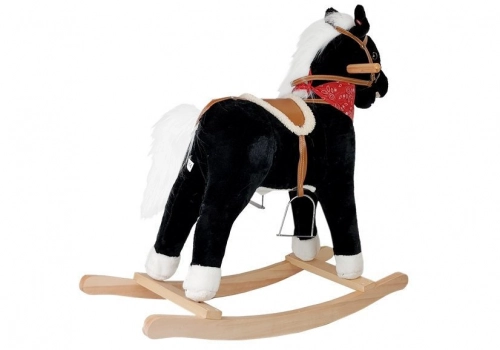 Black and white rocking horse Sounds Moves Snout Tail 74 cm