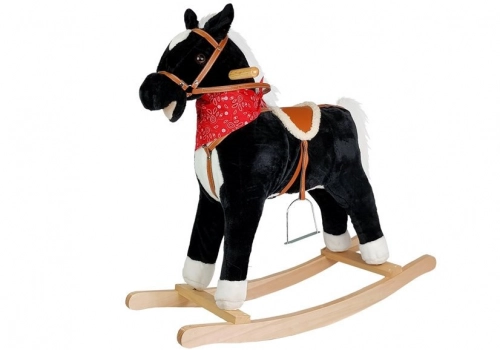 Black and white rocking horse Sounds Moves Snout Tail 74 cm