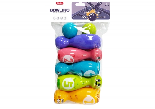 Bowling Set Smiley Balls Colored 10pcs