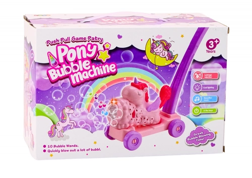 Bubble Machine Ride On Unicorn Lights Sounds Pink