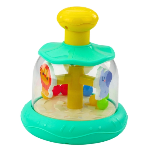 Carousel Spinning Top With Balls And Animals Hippopotamus Lion Monkey Green