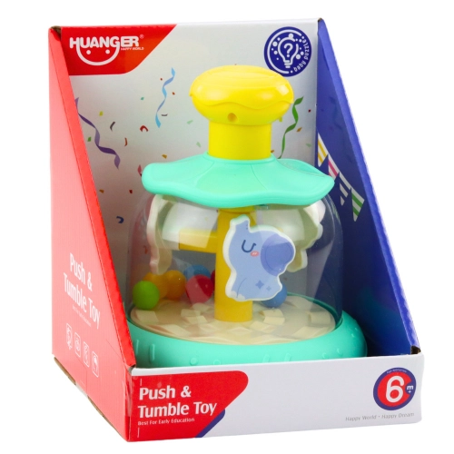 Carousel Spinning Top With Balls And Animals Hippopotamus Lion Monkey Green