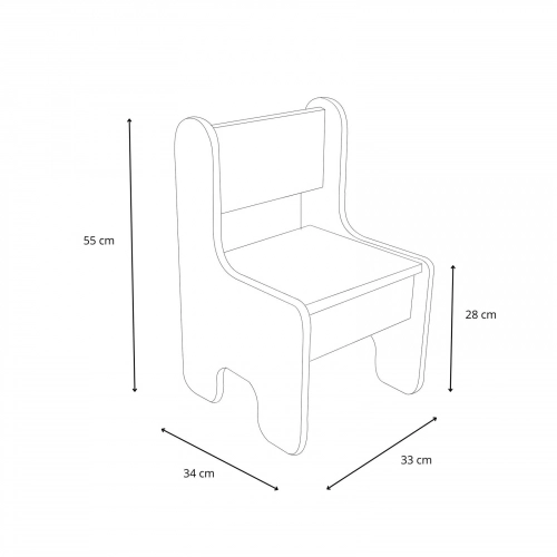 Children's Timi table and two chairs MDF colour white / oak craft gold