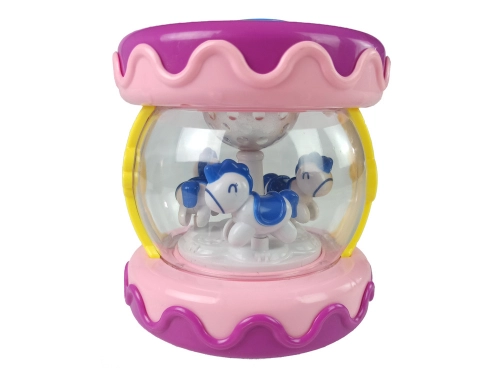 Colorful Drum with a Merry-Go-Round Animal Sounds Pink
