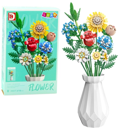 Construction Blocks Bouquet Flowers In Vase Colorful 618el