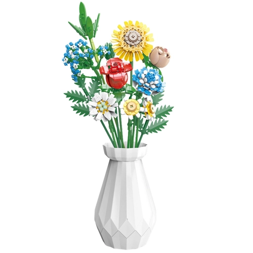 Construction Blocks Bouquet Flowers In Vase Colorful 618el