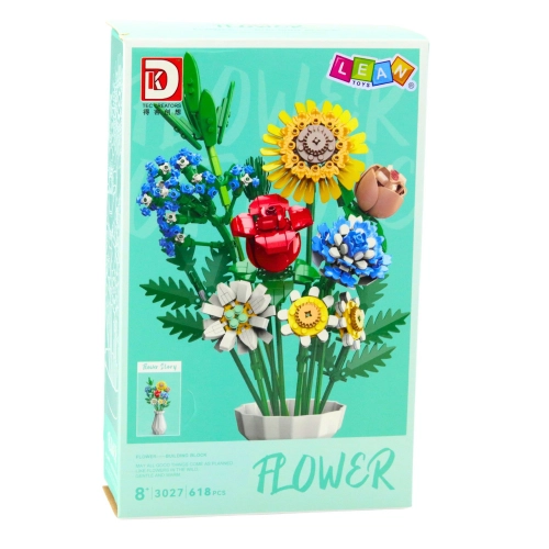 Construction Blocks Bouquet Flowers In Vase Colorful 618el
