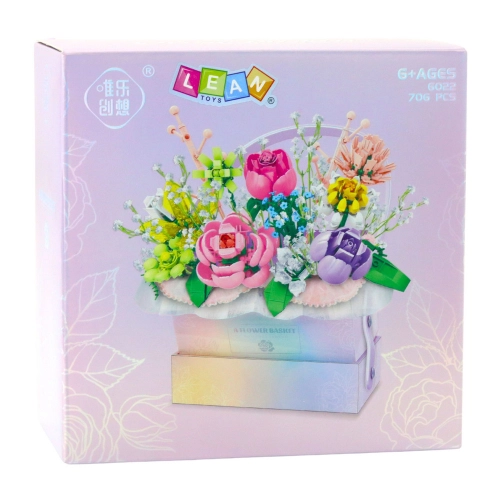 Construction Blocks Composition In Box Flower Box Purple LED 706pcs.