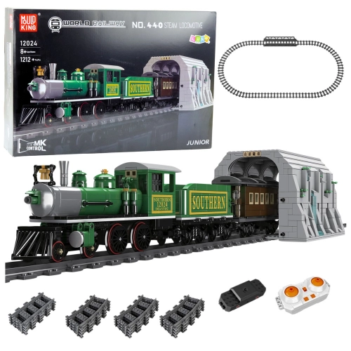 Construction Blocks Remote Controlled Steam Train RC Green 1212 pcs.