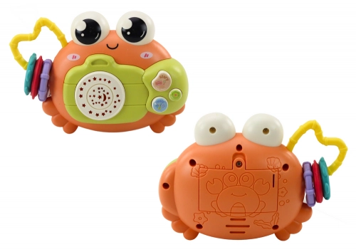 Crab Camera Rattle Projector Battery Powered Sounds Orange