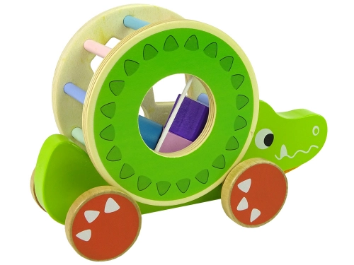 Crocodile Pull-On Wheels Wooden Block Sorter