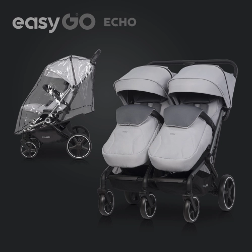 EasyGo Echo Cloudy Gray Dvīņu rati