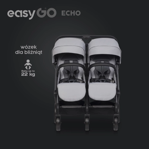EasyGo Echo Cloudy Gray Dvīņu rati