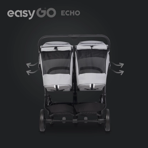 EasyGo Echo Cloudy Gray Dvīņu rati