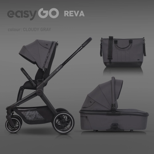 EasyGo Reva Cloudy Gray Bērnu rati 2in1