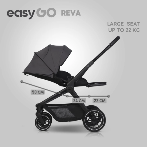 EasyGo Reva Cloudy Gray Bērnu rati 2in1