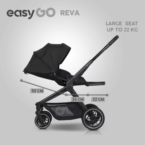 EasyGo Reva Ebony Black Bērnu rati 2in1