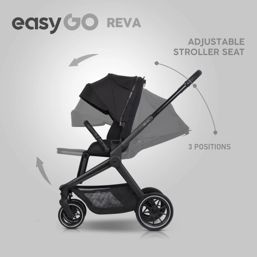 EasyGo Reva Ebony Black Bērnu rati 2in1