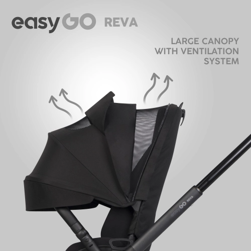 EasyGo Reva Ebony Black Bērnu rati 2in1