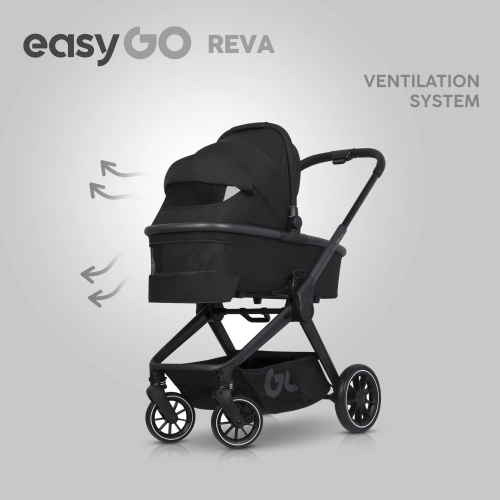 EasyGo Reva Ebony Black Bērnu rati 2in1