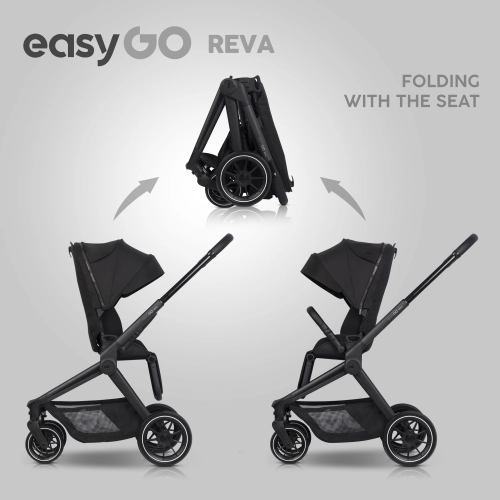 EasyGo Reva Ebony Black Bērnu rati 2in1