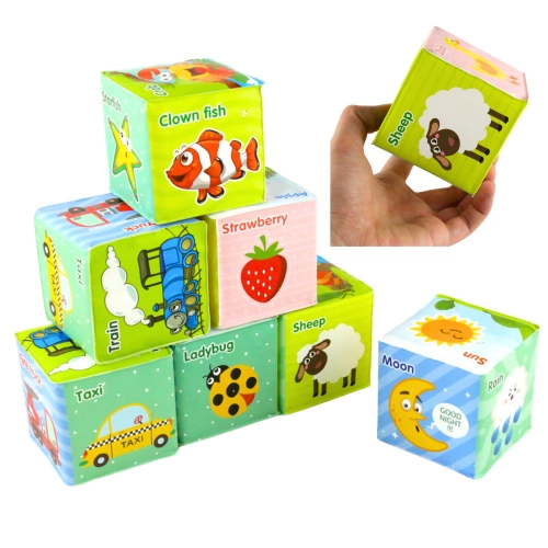 Educational Blocks Cubes Colored Letters Animals Learning 8pcs.