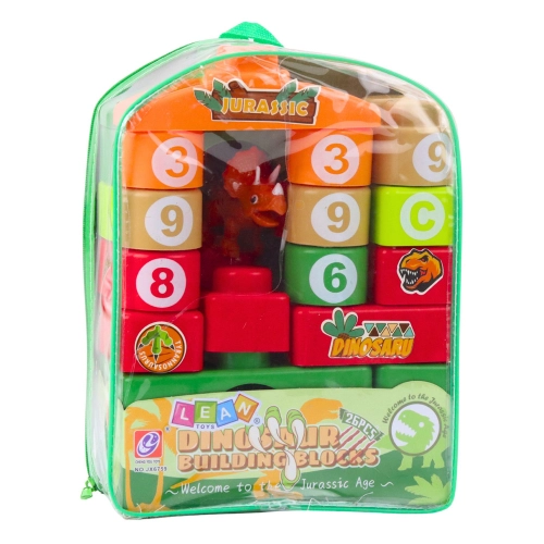 Educational Construction Blocks in a Backpack Dinosaurs Numbers Letters 26 pcs.
