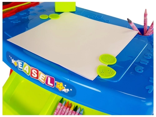 Educational Drawer Table with Projector 36 Pictures Crayons Templates Blue and Red