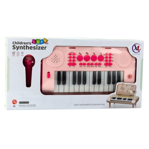 Educational Electronic Piano with Music Stand and Microphone 24K Pink