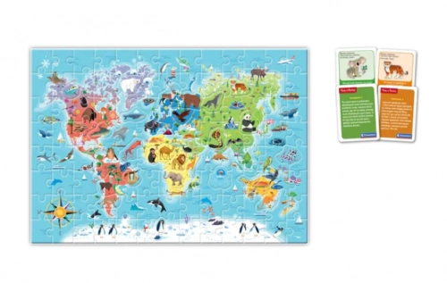 Educational Game Puzzle & Quizzes: Animals Discover the World Play and Learn Polish Language Clementoni 50779