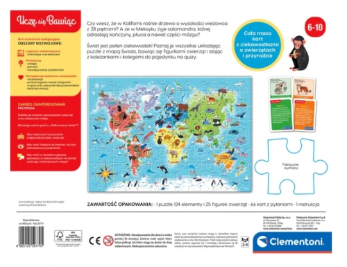 Educational Game Puzzle & Quizzes: Animals Discover the World Play and Learn Polish Language Clementoni 50779