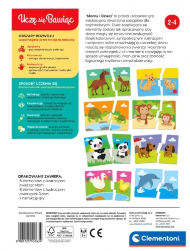 Educational Game Puzzle: Mummies and Babies Animals Play and Learn Polish Language Clementoni 50763