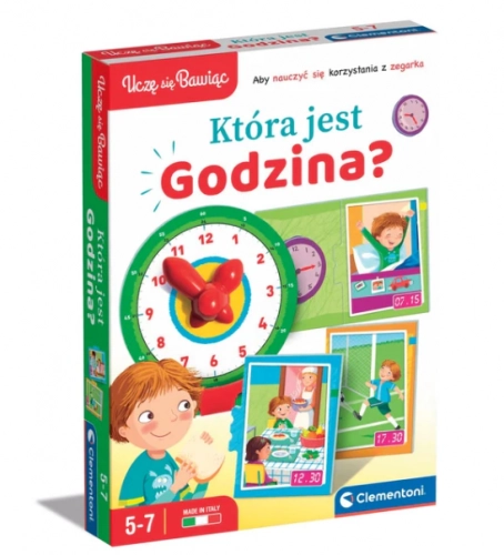 Educational Game Puzzle: What Time Is It? Clock Play and Learn Polish Language Clementoni 50771
