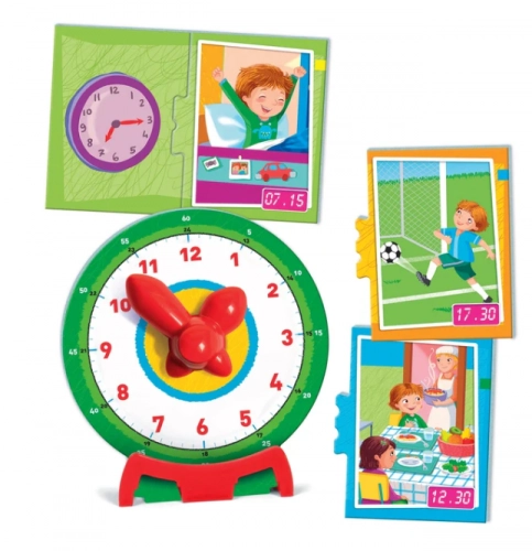 Educational Game Puzzle: What Time Is It? Clock Play and Learn Polish Language Clementoni 50771