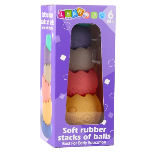 Educational Set Soft Eggs Balls With Numbers Sensory Tower 6 pcs.