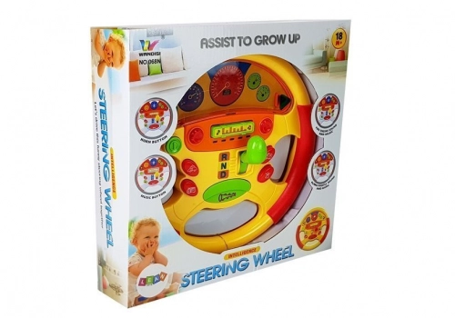 Educational steering wheel for a baby. Sound and Light Effects