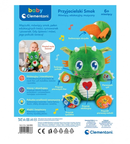 Educational Talking Musical Friendly Dragon Polish Language Clementoni 50938
