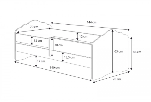 Детская кровать FALA 140x70 с защитным бортиком Cat