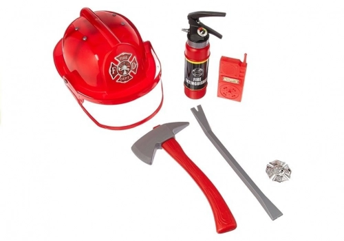 Firefighter Costume with Accessories - helmet, fire extinguisher, crowbar