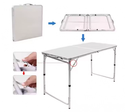 Folding Camping Table Set 4 Chairs Gray