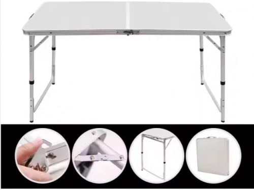 Folding Camping Table Set 4 Chairs Gray