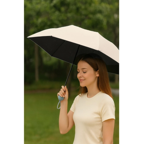 Folding Pocket Umbrella with UV Protection UPF 50+ Case Beige 90 cm