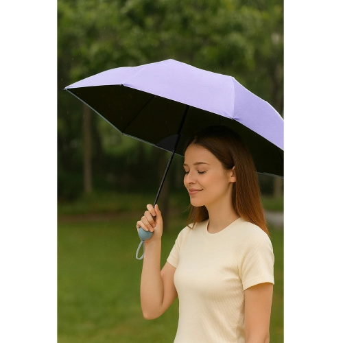 Folding Pocket Umbrella with UV Protection UPF 50+ Purple Case 90 cm