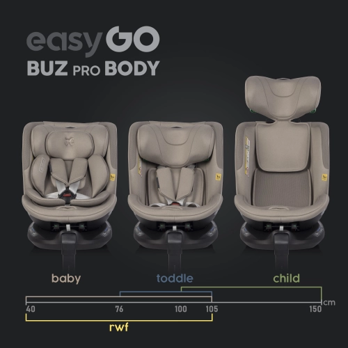 EasyGo Buz Pro Body Taupe Bērnu autosēdeklis 0-36 kg