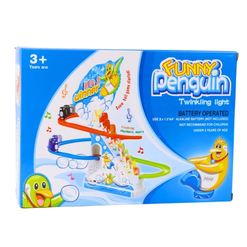 Funny Penguin Race Racer Ice Slide Track Kids Toy Lights Sounds