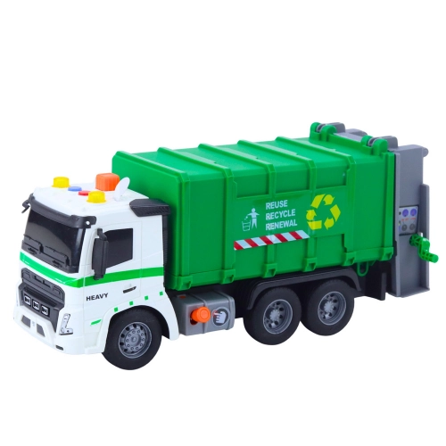 Garbage Truck Garbage Can Lights Sounds Green 1:16