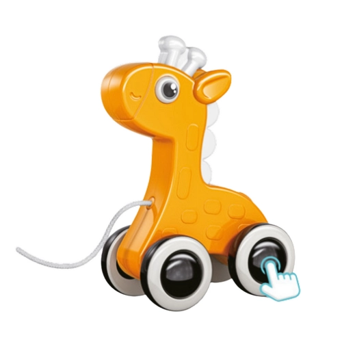Giraffe Pull String Toy Squeaker Eco Yellow