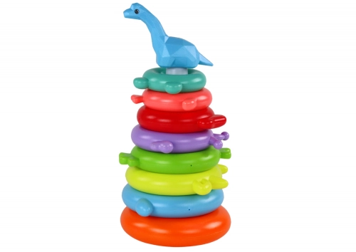 Giraffe Pyramid Puzzle 8 Rings Colorful 29cm x 14cm x 14cm