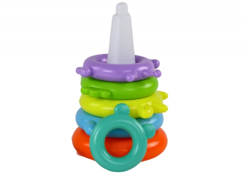 Giraffe Pyramid Puzzle 8 Rings Colorful 29cm x 14cm x 14cm