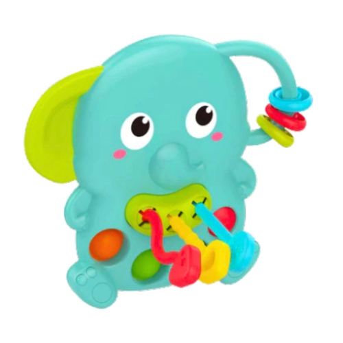 Green Sensory Elephant Rattle with Moving Elements